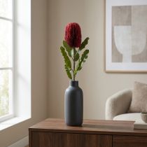 Article Fleur Artificielle Banksia Rouge Bordeaux Artificielle Exotiques 64cm