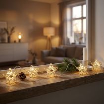 Article Guirlande lumineuse LED étoiles micro LED minuterie intérieur blanc 1.90m