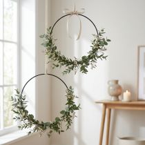 Article Anneau décoratif en métal anneau décoratif anneau Scandi noir Ø30,5cm 6 pcs