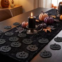 Article Décorations citrouille d'Halloween à disperser, 4 cm, noires, pailletées, 72 pièces
