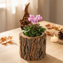 Article Pot de fleurs en bois écorce jardinière gnome rouille H24cm