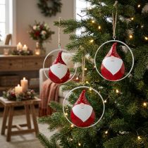 Article Suspensions décoratives Père Noël ou Lutin en métal Ø16cm - Lot de 3