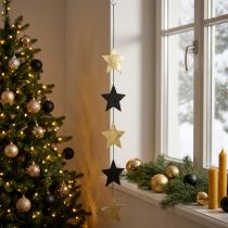 Article Guirlande de Décoration de Noël avec Étoiles en Métal Noir et Or - 78 cm