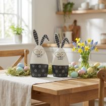 Article Lapin de Pâques lapin noir et blanc avec des lunettes en métal 18,5x7x3cm 2pcs