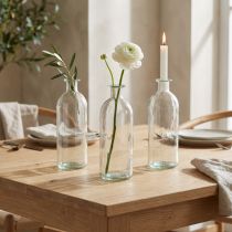 Article Bougeoir bouteilles décoratives mini vases verre transparent H19,5cm 6 pcs