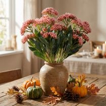 Article Poule grasse artificielle Sedum Stonecrop floraison rose 47cm 3pcs