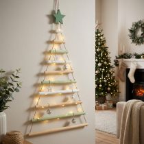 Article Décoration à suspendre Sapin de Noël étoile bois H59cm