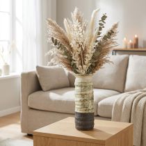 Article Vase en céramique pour fleurs séchées, crème, gris-vert, H34cm