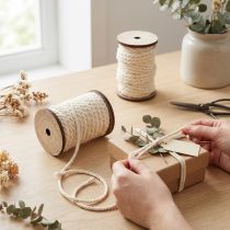 Article Cordon décoratif en coton crème Ø6mm 5m chacun 2pcs