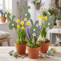 Article Lapin de Pâques en feutre sur bâton en bois – Jolies décorations pour le printemps et Pâques 12 cm 12 pièces