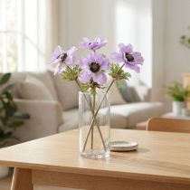 Article Fleurs d'anémones artificielles lilas, 34 cm de long, lot de 4
