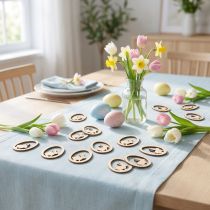 Article Décorations de Pâques pour bricolage, œuf de lapin, bois naturel, 4 cm, 72 pièces
