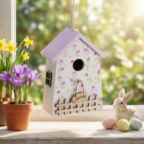 Article Décoration de Printemps Nichoir Lilas Blanc H11cm 3 Pcs