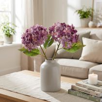 Article Hortensias artificiels violets, fleurs artificielles, 34 cm, 2 pièces