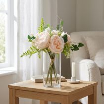Article Bouquet de roses artificielles, bouquet de fleurs en soie, roses en bouquet, bouquet de roses artificielles rose L28cm