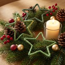 Article Étoiles en jute verte pour décoration de Noël 15 cm - Lot de 8