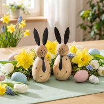 Article Figurine décorative de lapin en bois, idéale pour une décoration apaisante et intemporelle, 15 cm, lot de 2