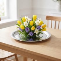 Article Assiette décorative métal argenté brillant Ø34cm H3cm