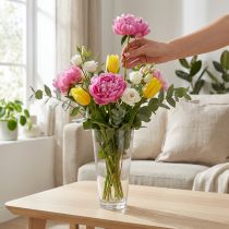 Article Vase conique en verre transparent Ø10cm H20cm