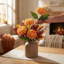 Article Fleur artificielle chrysanthème orange Ø7cm 18cm 4pcs