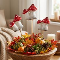Article Tuteurs décoratifs en forme de champignon, amanites tue-mouches en céramique, 6 cm, lot de 6