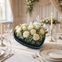 Article Coeur mousse floral noir 17cm 2 pièces décoration mariage