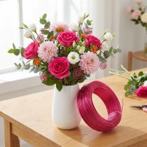 Article Fil d'aluminium rose Ø2 mm, 60 m, 500 g, pour bijoux, loisirs créatifs et décoration.