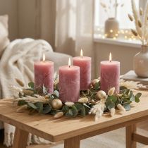 Article Bougies unies vieux rose 60x100mm 4 pcs