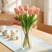 Article Tulipes artificielles Real-Touch rose pêche 38cm bouquet de 7 pcs
