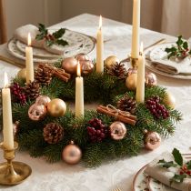 Article Boule de Noël or rose verre miroir baies Ø40mm 32 pcs