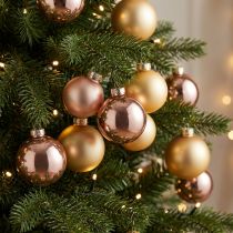 Article Boules de Noël or et rose en verre véritable Ø60mm 24 pcs