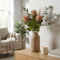 Article Banksia Proteaceae Artificiel Blanc-Violet L58cm H6cm 3pcs