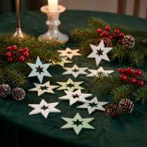 Article Décoration d'étoiles en bois Décoration de Noël Vert H4cm 72 pcs