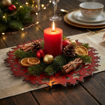 Article Assiette de Noël assiette décorative en métal avec étoiles rouge Ø34cm