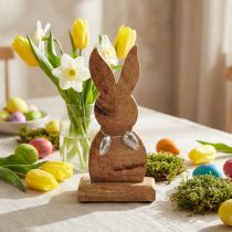 Article Lapin de Pâques bois avec oeufs métal, décoration de table Pâques H20,5cm