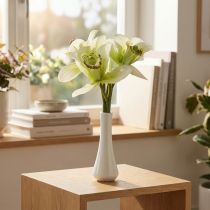 Article Orchidées artificielles fleurs artificielles dans un vase blanc/vert 28cm