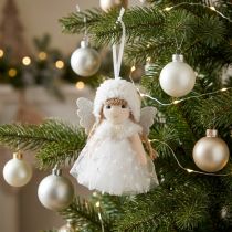 Article Figurine Déco Ange Suspendue en Tulle et Feutrine, H11cm, 1 Pièce