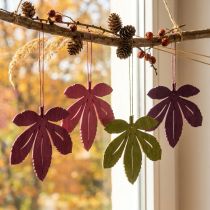 Article Suspensions décoratives en bois, feuilles d'automne, rose, violet, vert, 12 x 10 cm, lot de 12