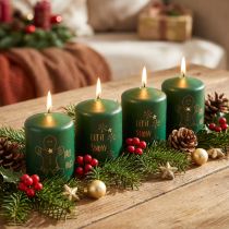 Article Bougies de Noël vertes, lot de 4, Ø5 cm, H6 cm, décoration de l'Avent