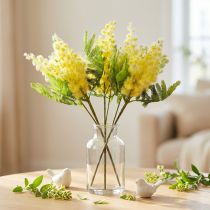 Article Plante Artificielle Acacia Argenté Mimosa Floraison Jaune 53cm 3 Pcs