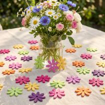 Article Décoration de table fleurs en bois décoration d'été colorée Ø4cm 72 pcs