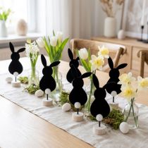 Article Déco de table Petits lapins de Pâques Feutre noir 19cm 12pcs