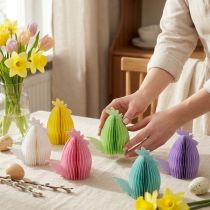 Article Poulets décoratifs en papier nid d'abeille 11×6m5×12cm 6pcs