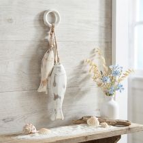 Article Poisson en bois de manguier à suspendre Shabby Chic 19,5/15,5/10cm