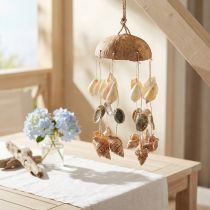 Article Carillon à vent décoration maritime avec noix de coco naturelle Ø12,5cm 48cm