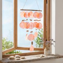 Article Décoration suspendue coquillages Maritim Capiz bois flotté 28x66cm