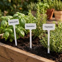 Article Etiquettes de plantes échangeables Inclinées Blanc 32cm 10pcs