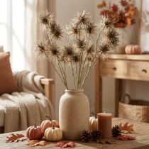 Article Xanthium fleur artificielle décoration d'automne 6 fleurs crème, marron 80cm 3pcs
