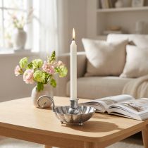 Article Chandelier bol à bougie argenté avec anse H9.5cm