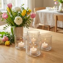 Article Bougeoir lanterne en verre transparent Ø9,5cm H9cm 6pcs